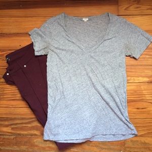 J. Crew Grey V-Neck Tee
